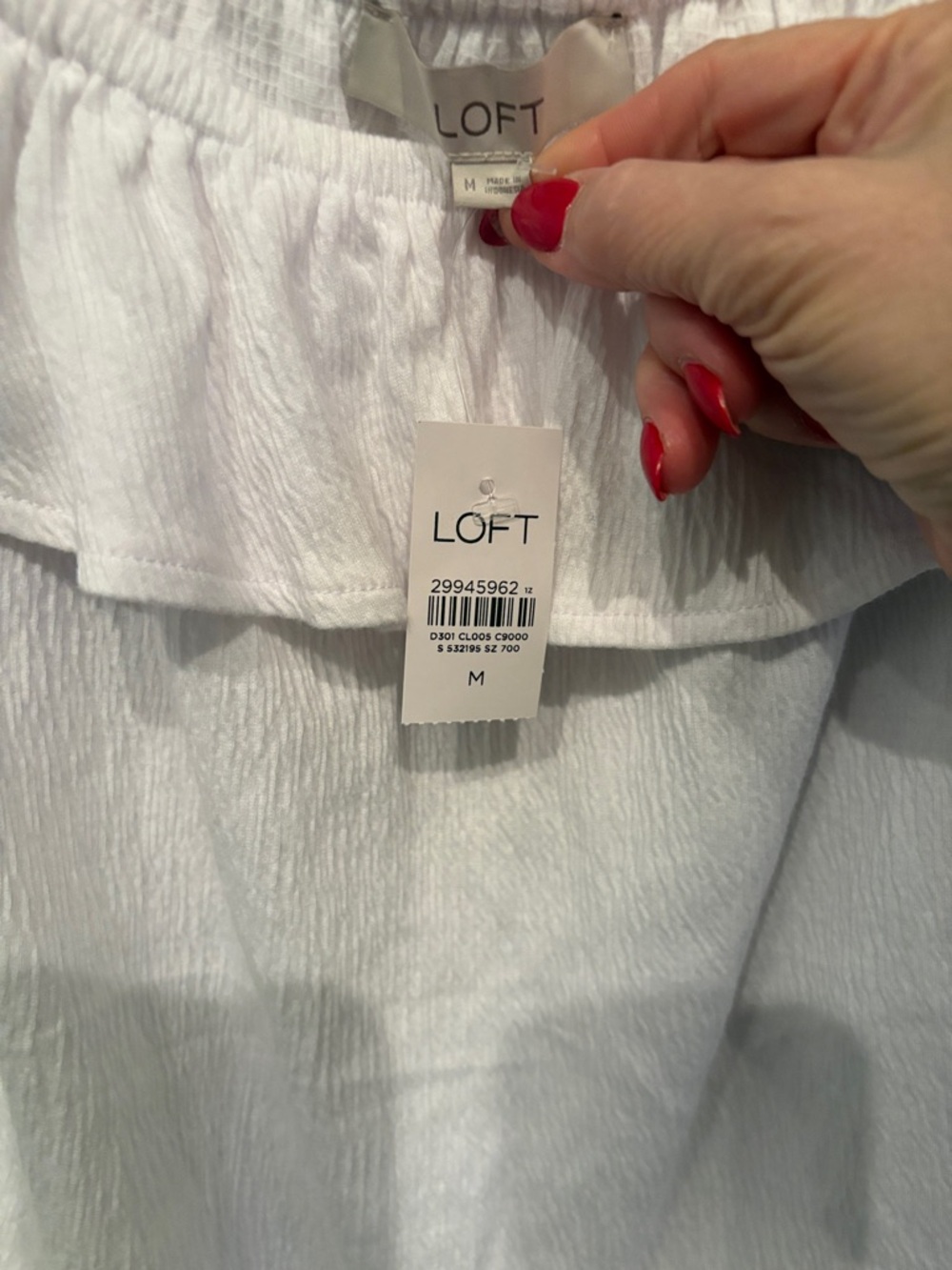 028 LOFT White Textured Off-Shoulder Ruffle Top - Picture 2 of 5